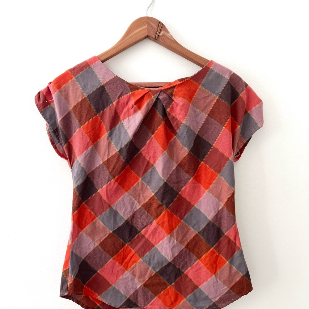 Rare Patagonia Orange and Pink Plaid Blouse